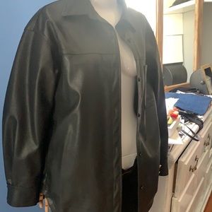 COPY - ALMOST BRAND NEW BLACK LEATHER MENS DRESS SHIRT